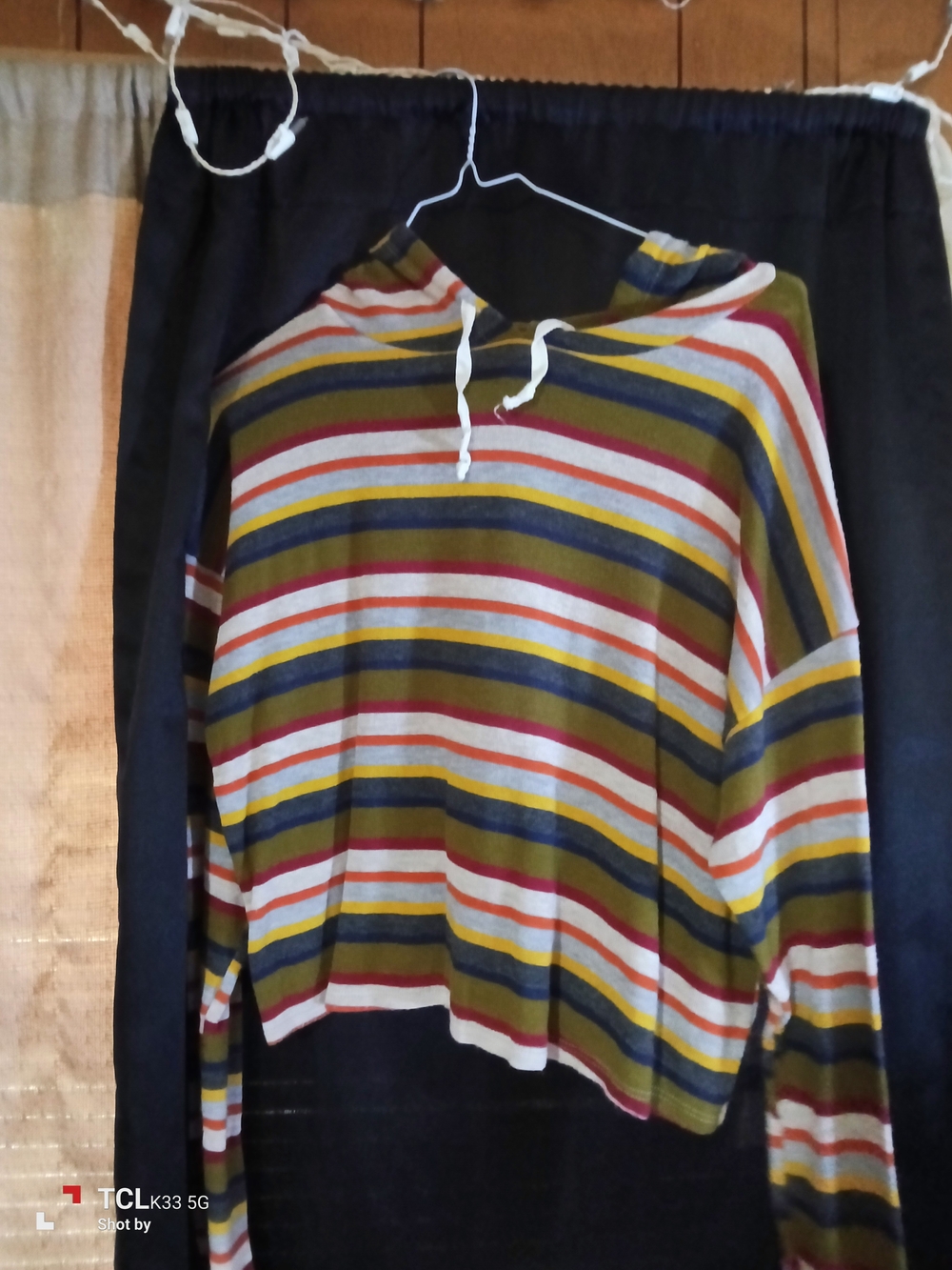Kids Striped Hooded Pullover - Olive Multi